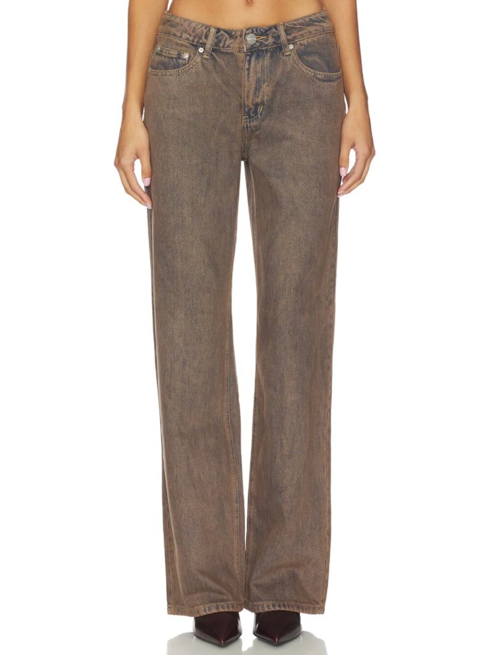 NEW superdown Vega Jean in Vintage Brown Wash Straight Wide Leg Denim Jeans